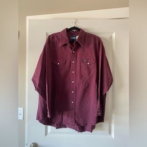 Wrangler maroon denim pearl snap